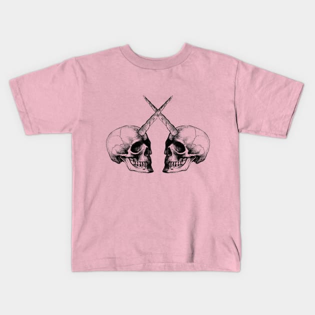 Unicorn Skull Gemini Kids T-Shirt by VeRaWoNg